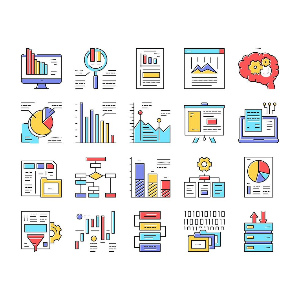 Analyze Infographic Collection Icons Set Vector