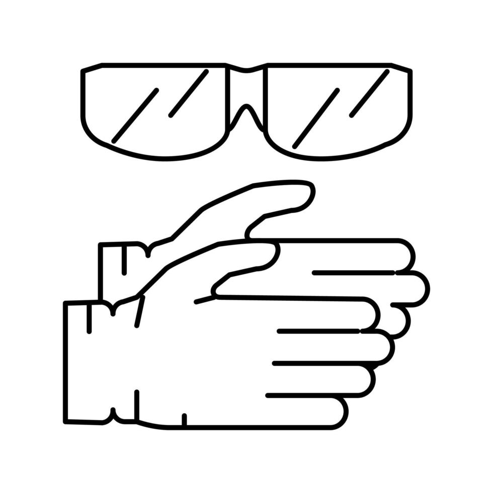 gloves and protective glasses resin art line icon vector illustr
