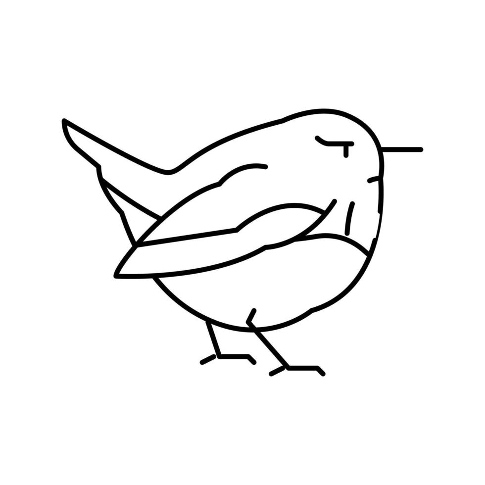 Ilustración de vector de icono de línea de pájaro wren