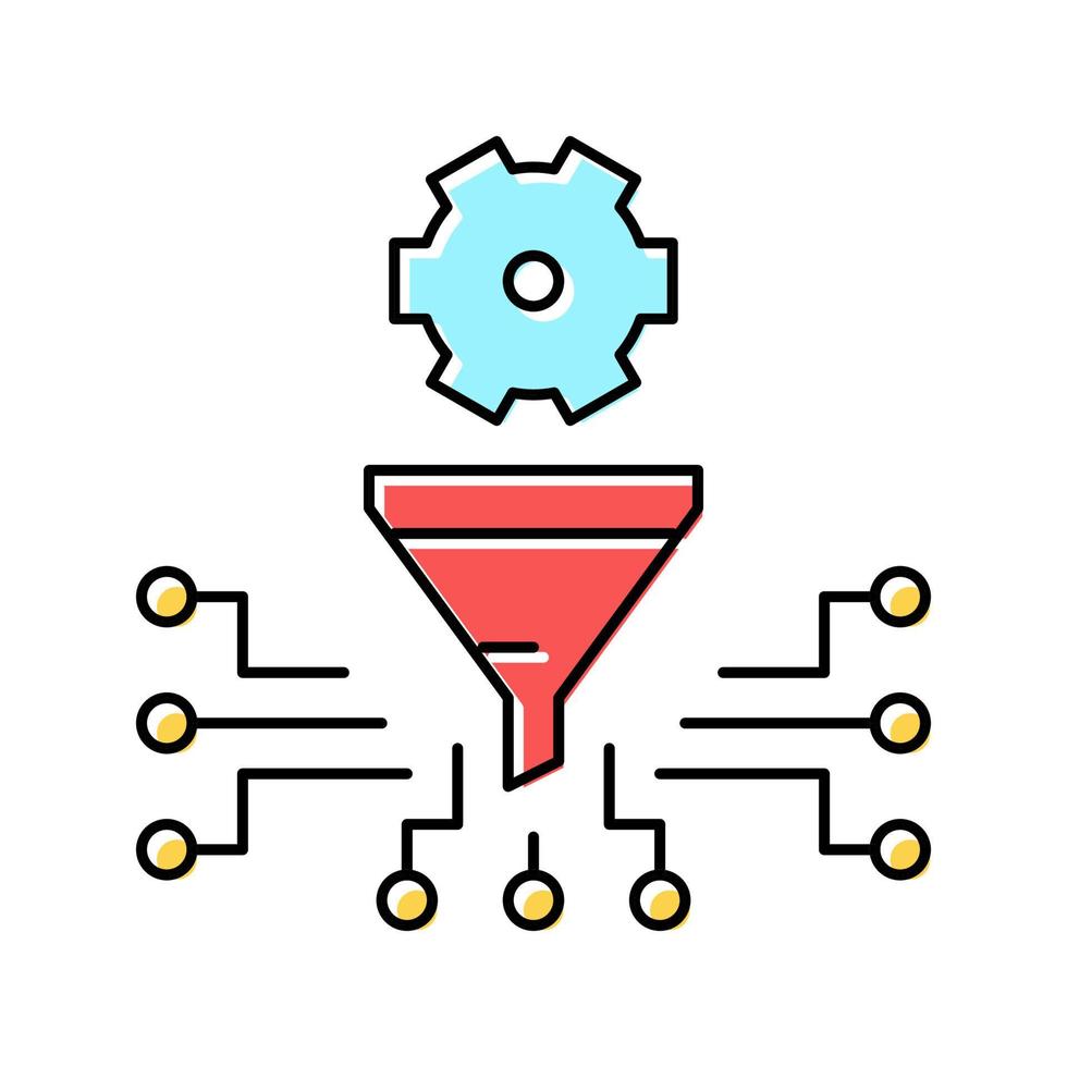 proceso de trabajo filtración color icono vector ilustración