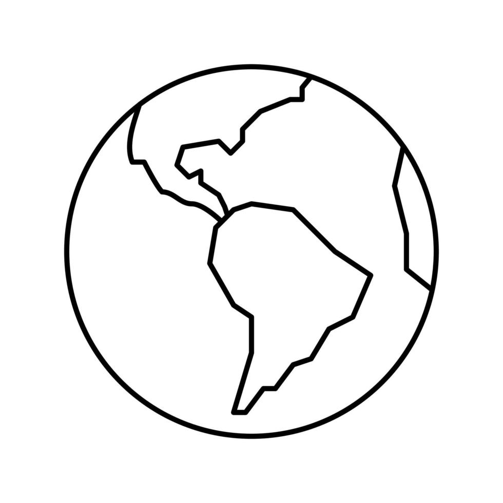 earth planet line icon vector black illustration