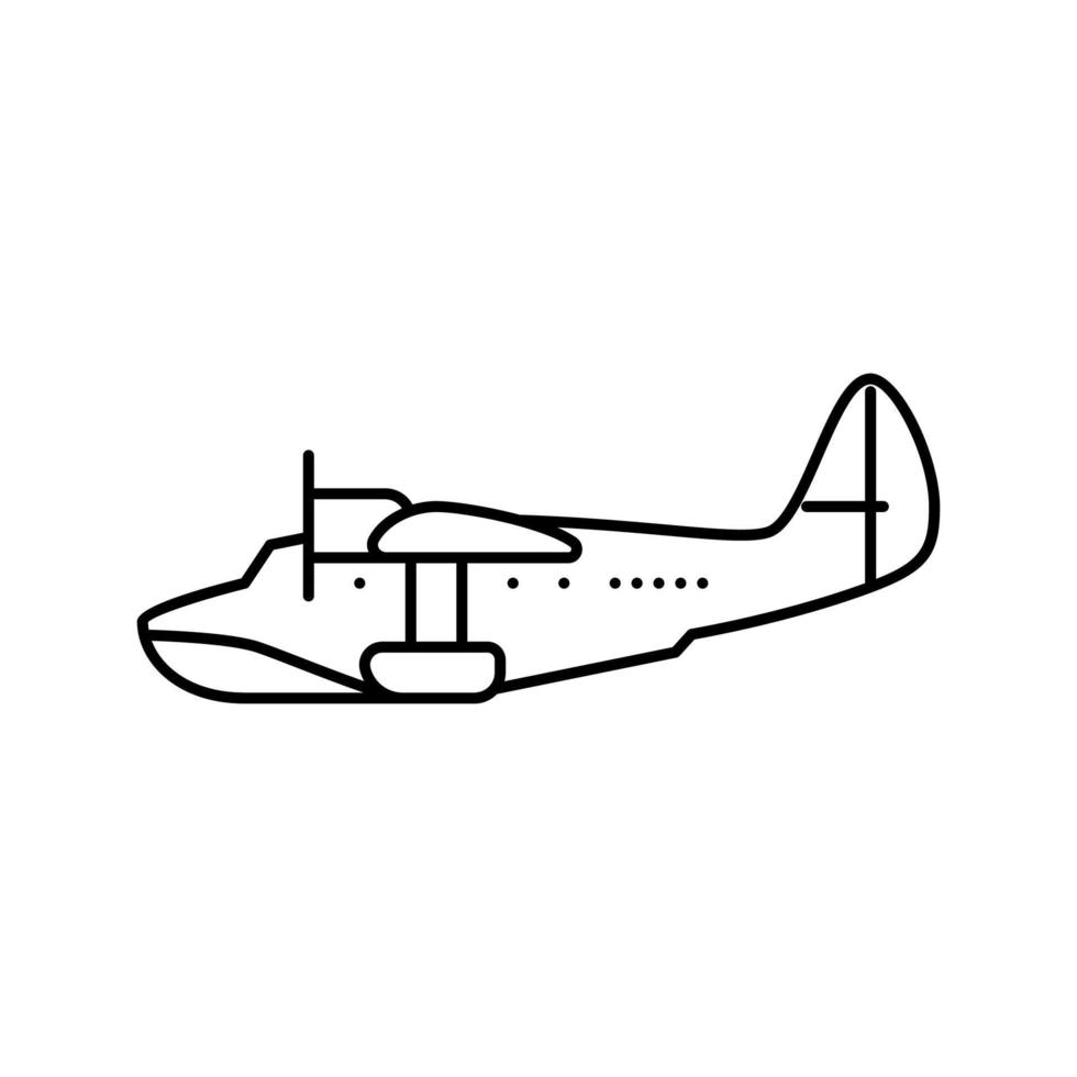 seaplane airplane aircraft line icon vector illustration