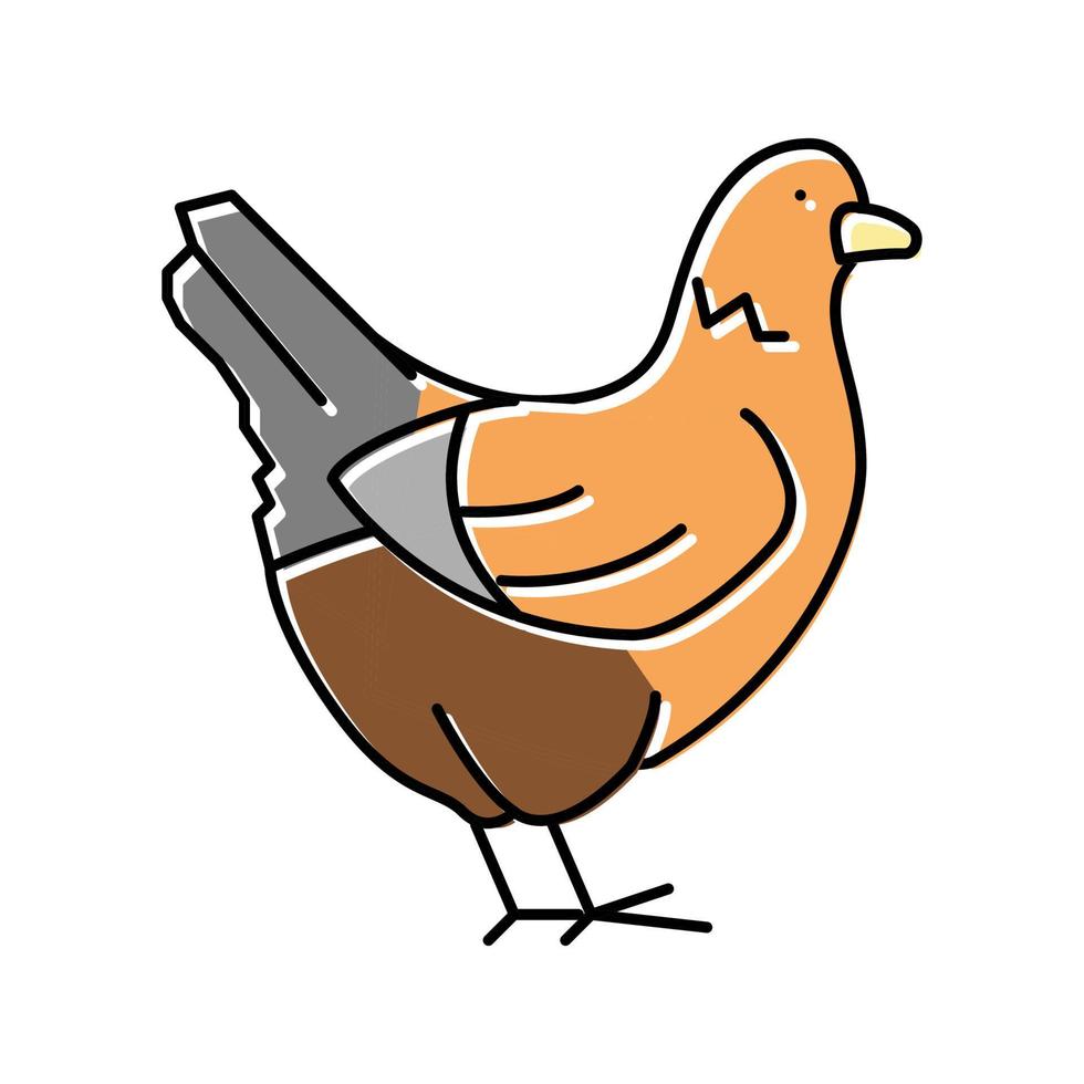 ilustración de vector de icono de color de pájaro doméstico de pollo