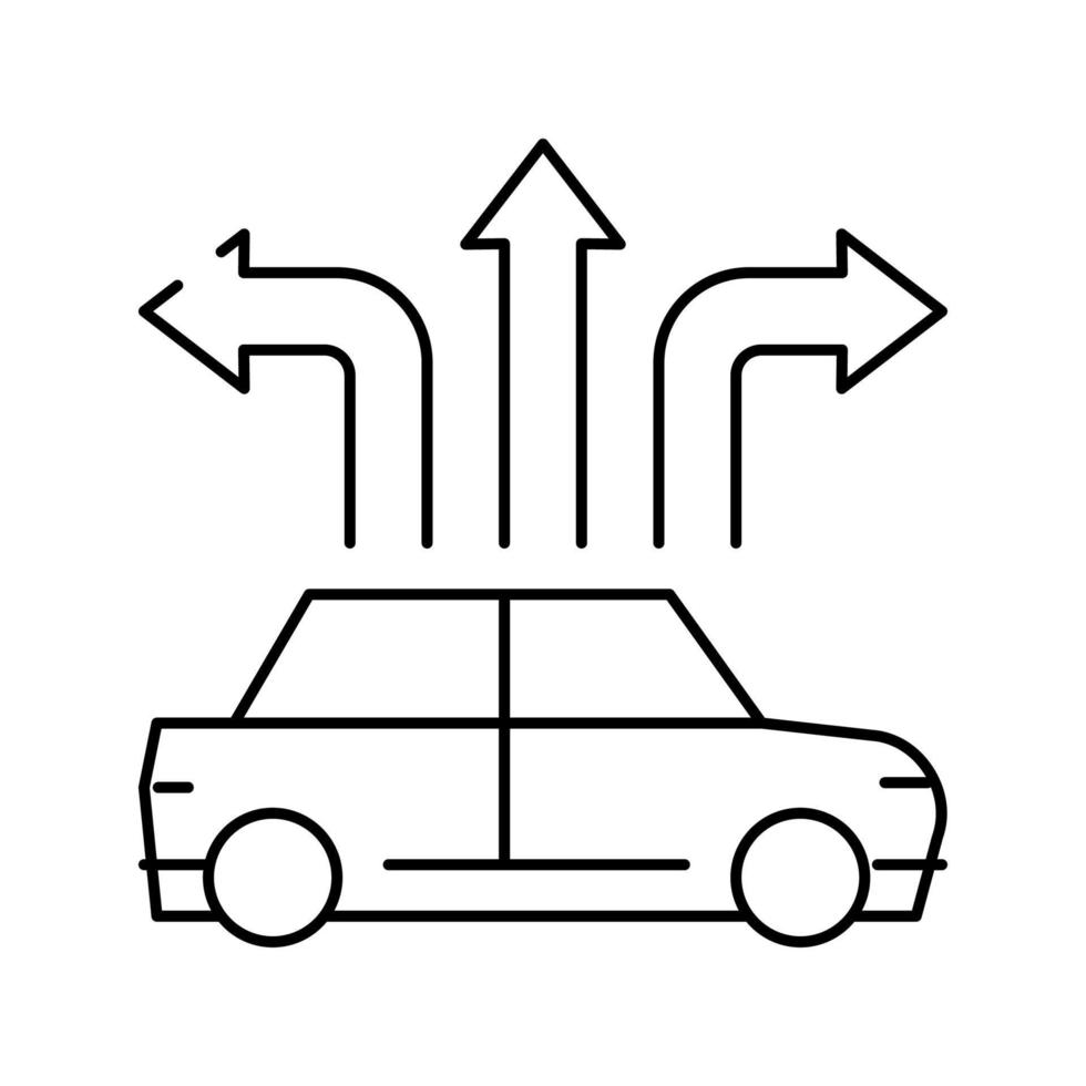 Ilustración de vector de icono de línea de direcciones de coche