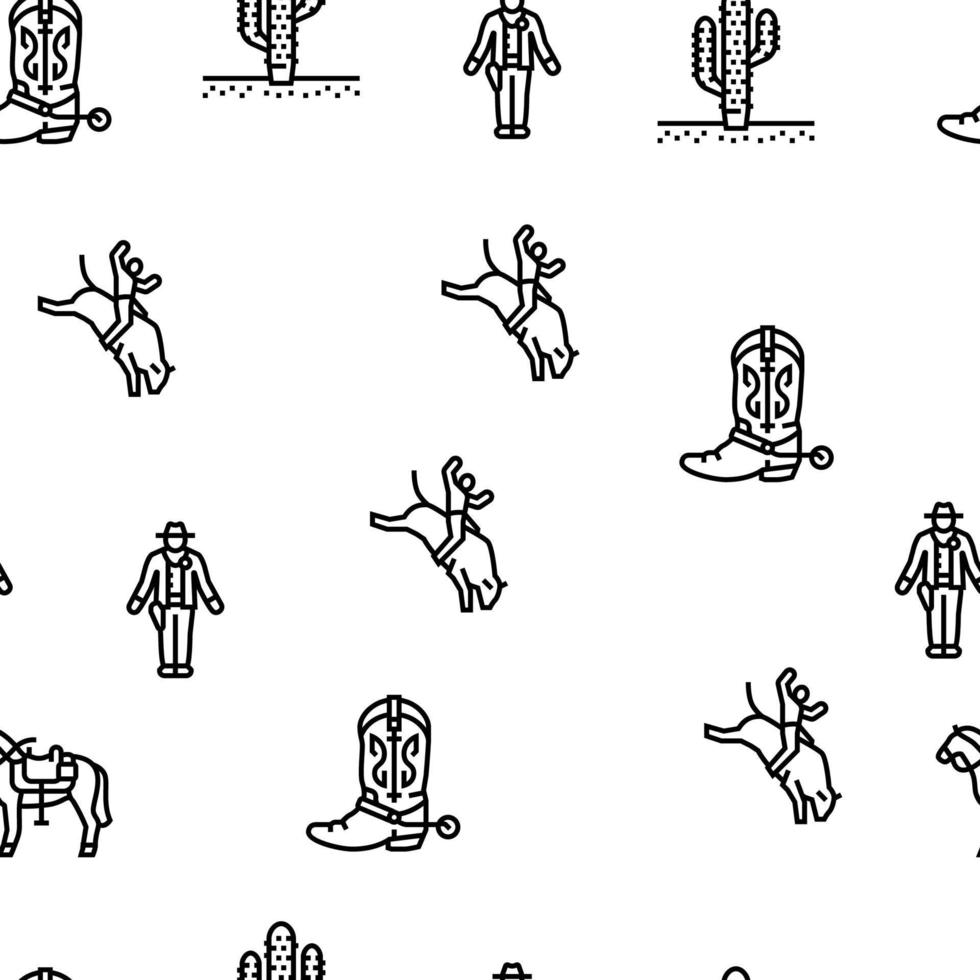 Western Cowboy And Sheriff Man vector seamless pattern