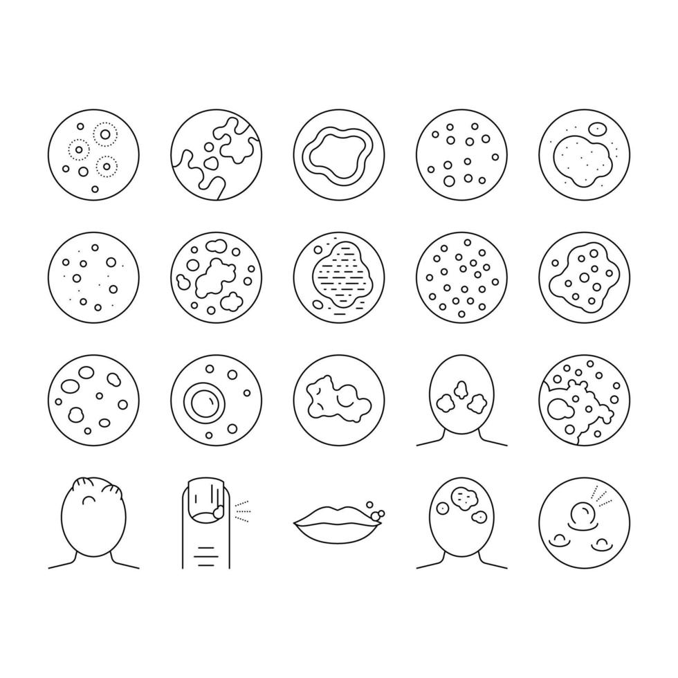 Skin Disease Symptom Collection Icons Set Vector