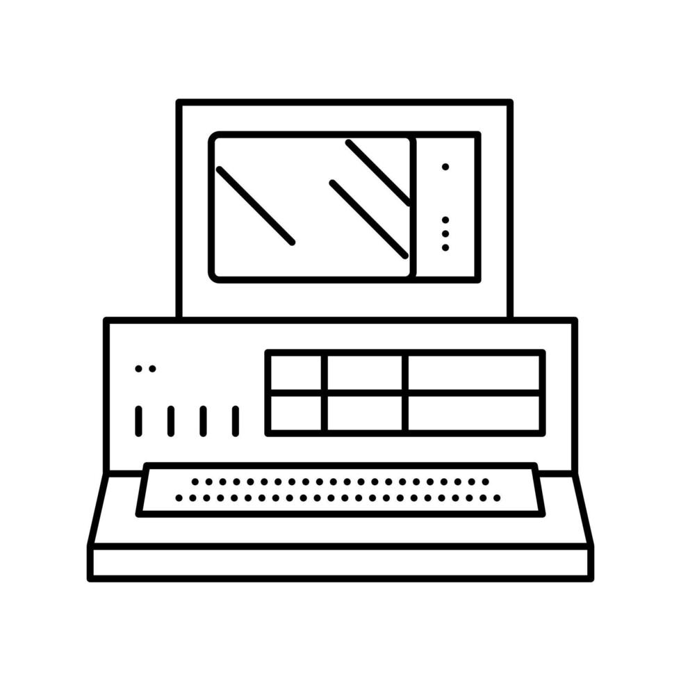 computadora pc dispositivo retro línea icono vector ilustración