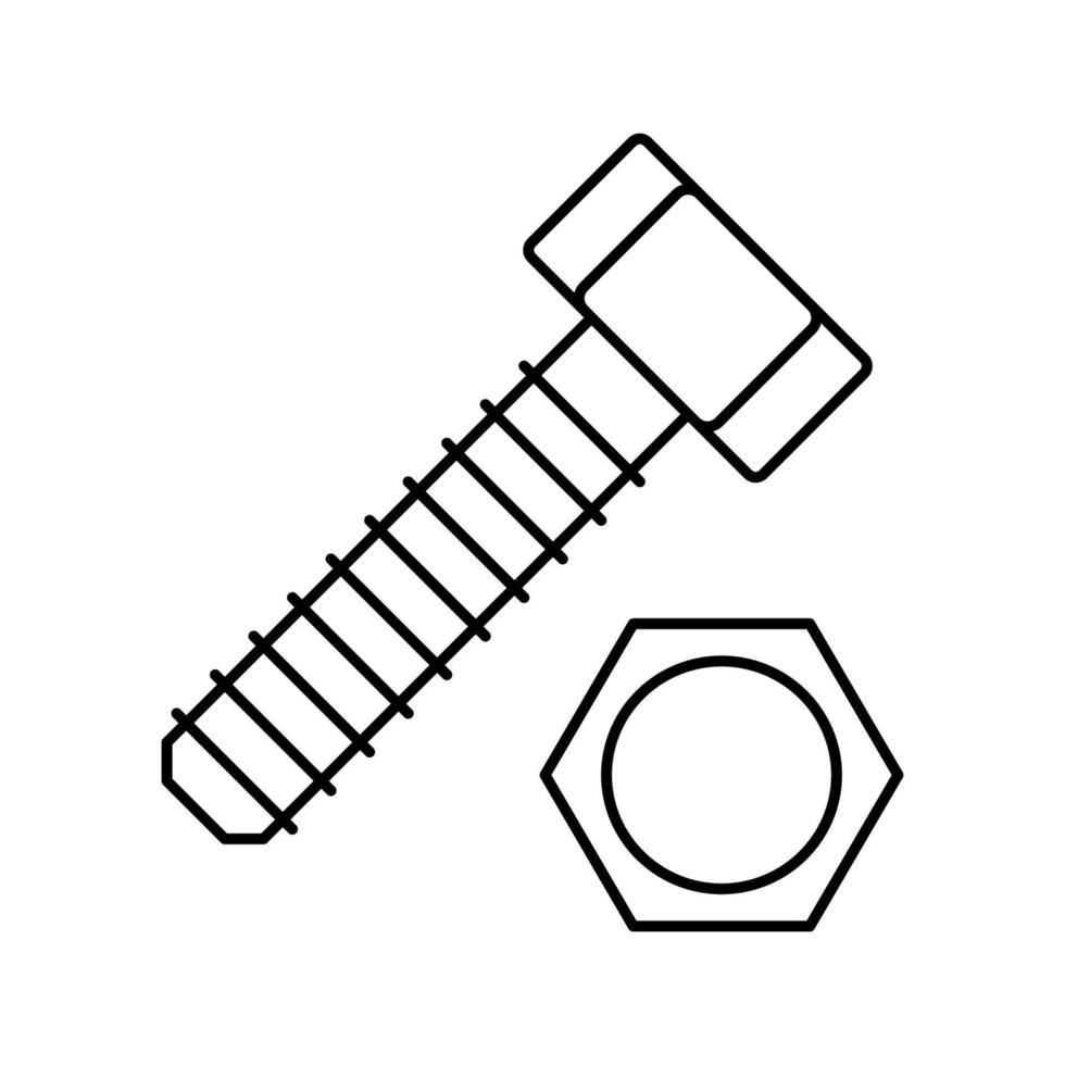 ilustración de vector de icono de línea de perno de cabeza hexagonal