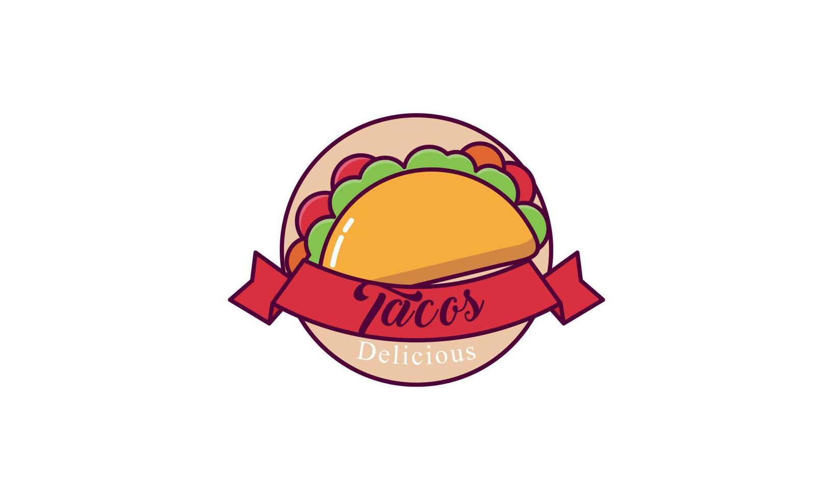 Taco mascot cartoon vector icon illustration. Cute Taco Kid Character With Bell