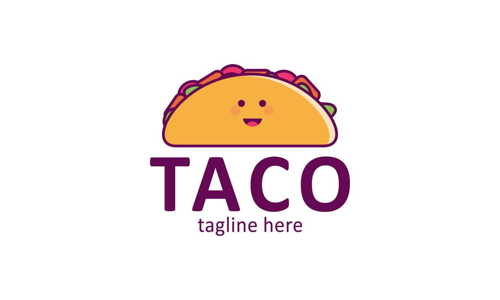 Taco mascot cartoon vector icon illustration. Cute Taco Kid Character With Bell