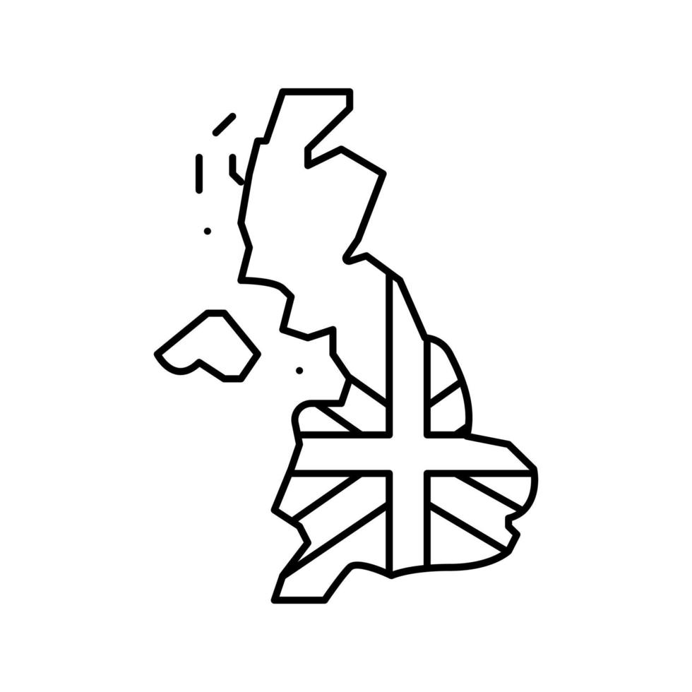 uk united kingdom country map flag line icon vector illustration