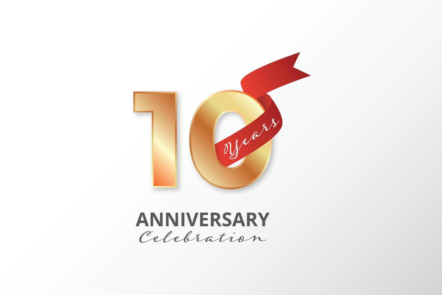 10 Years anniversary gold logo label template design vector