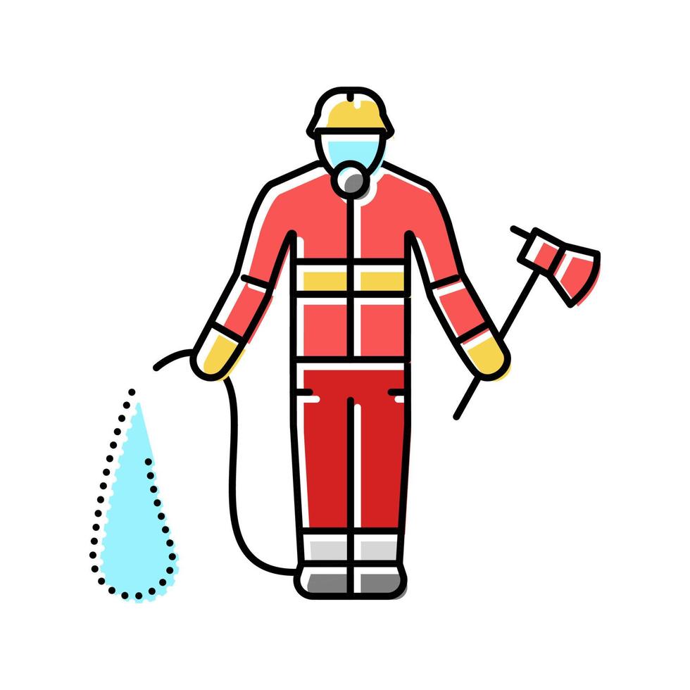 Ilustración de vector de icono de color de trabajador de emergencia de bombero