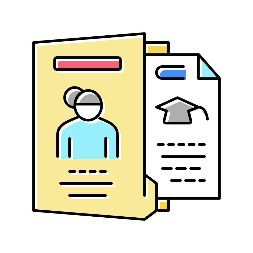 biography check and verification of candidates color icon vector illustration