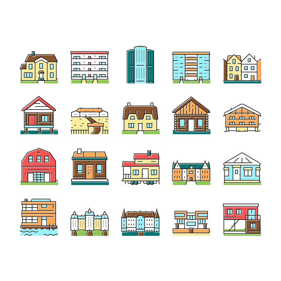 House Constructions Collection Icons Set Vector
