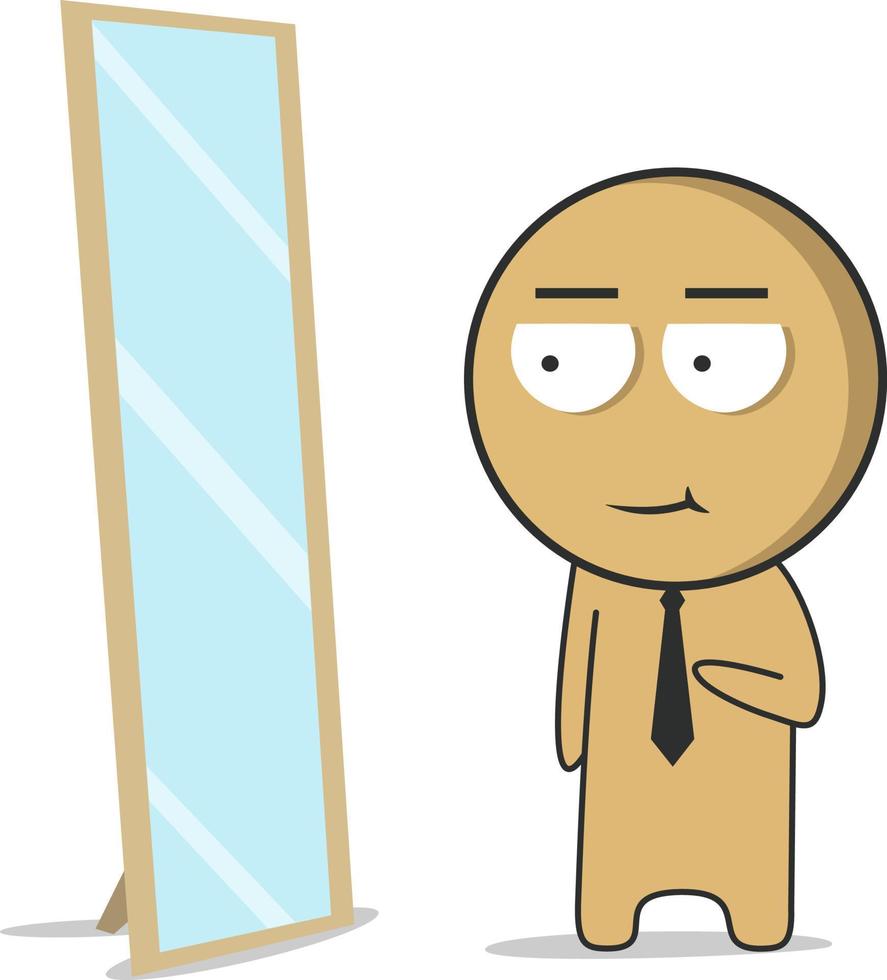 Businessman with a tie standing in front of a mirror vector