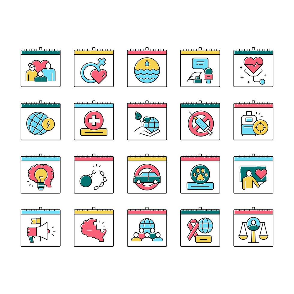 World Holidays Event Collection Icons Set Vector