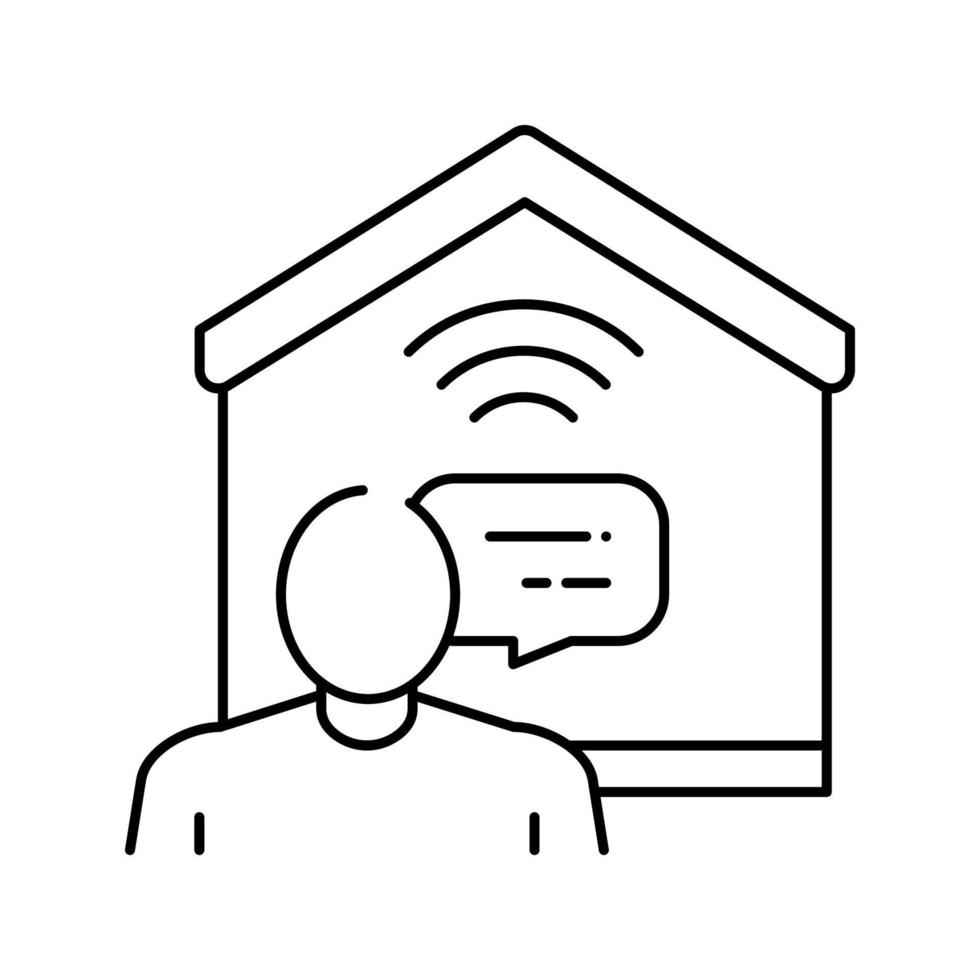 comunicación con la ilustración de vector de icono de línea de hogar inteligente