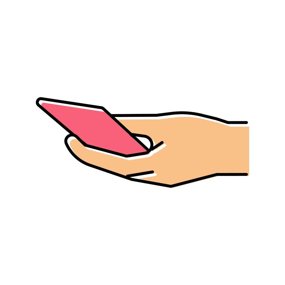 cellphone in hand color icon vector illustration