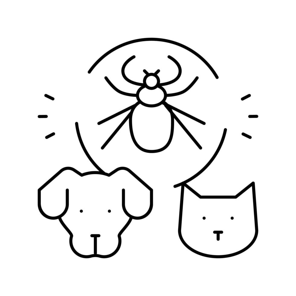 mite on animal body line icon vector illustration