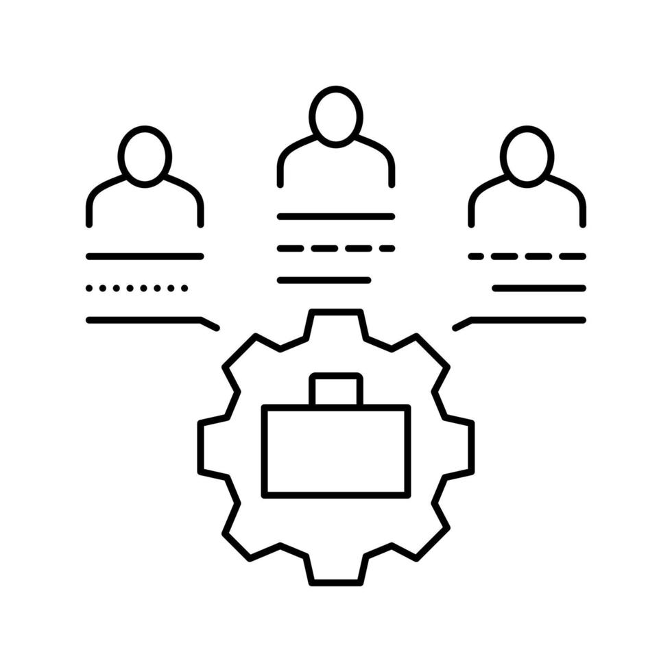 configuración de la ilustración de vector de icono de línea de crowdsoursing empresarial