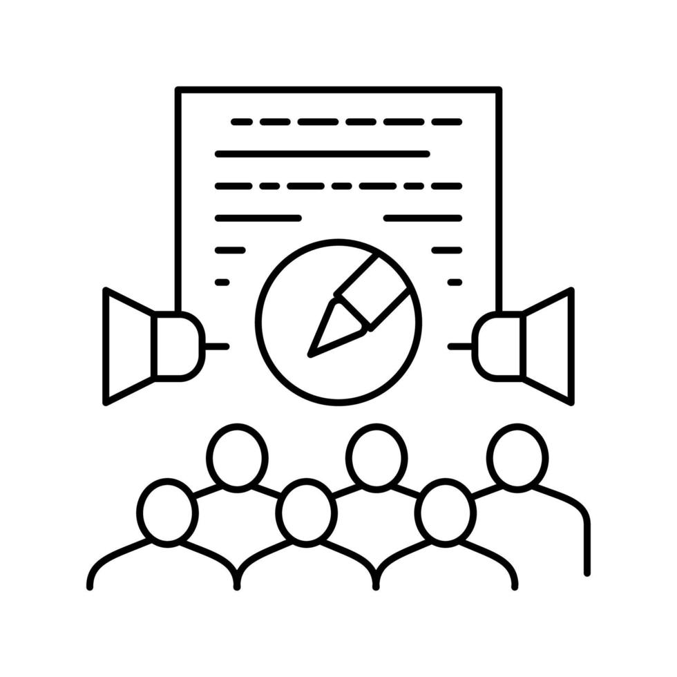 public relations copywriting line icon vector illustration