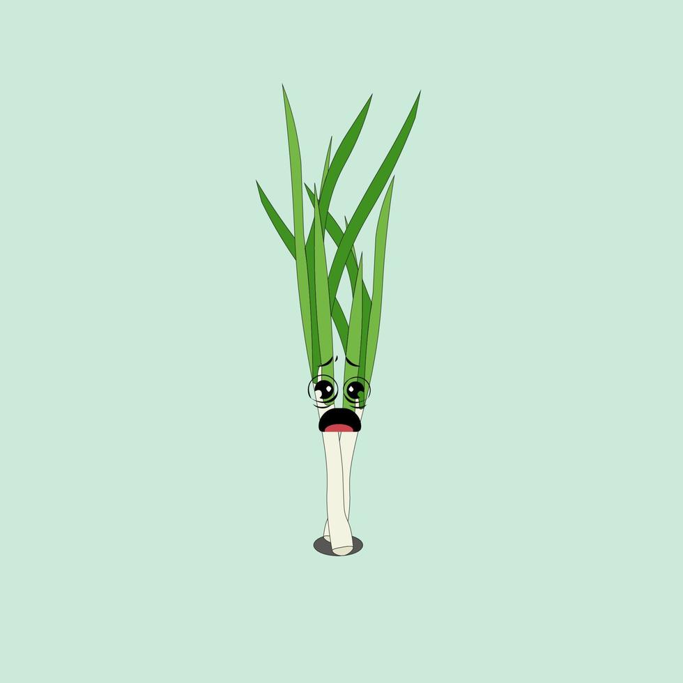 cartoon illustration of spring onions 2 sticks vector