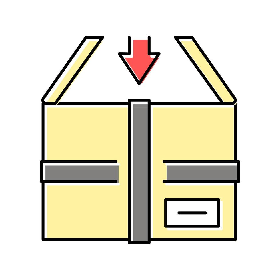 embalaje en caja color icono vector ilustración
