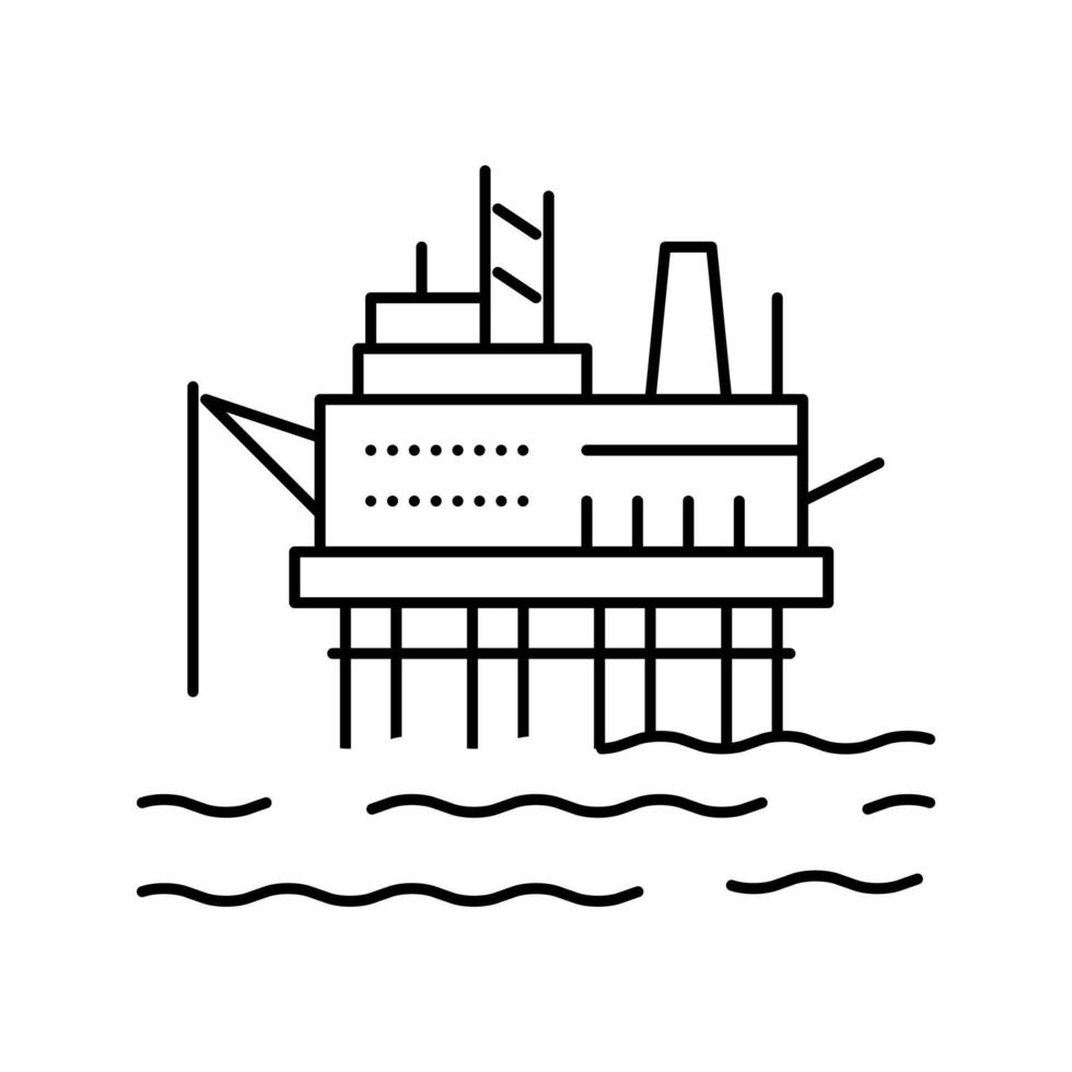 sea petrol rig line icon vector illustration