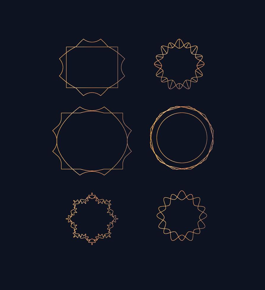 Golden frames set vector