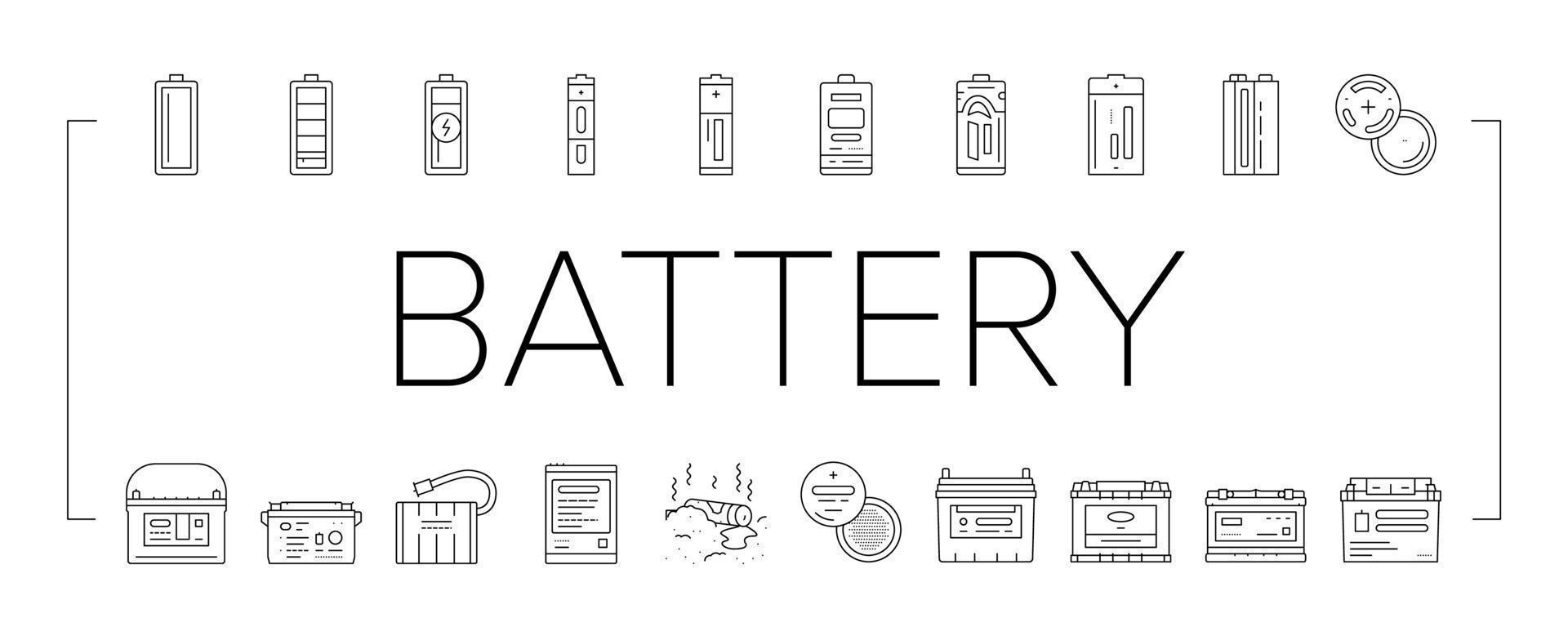 vector de conjunto de iconos de coche eléctrico de energía de batería