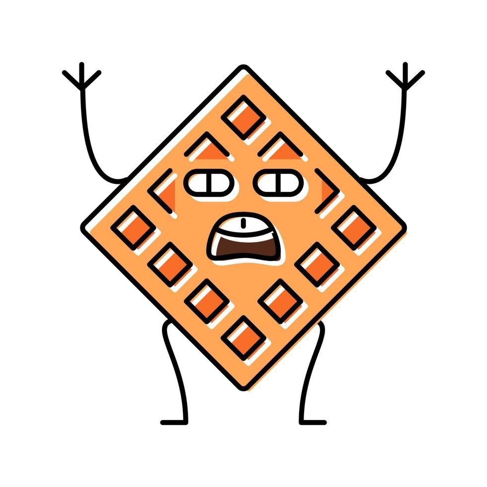 waffle dessert character color icon vector illustration