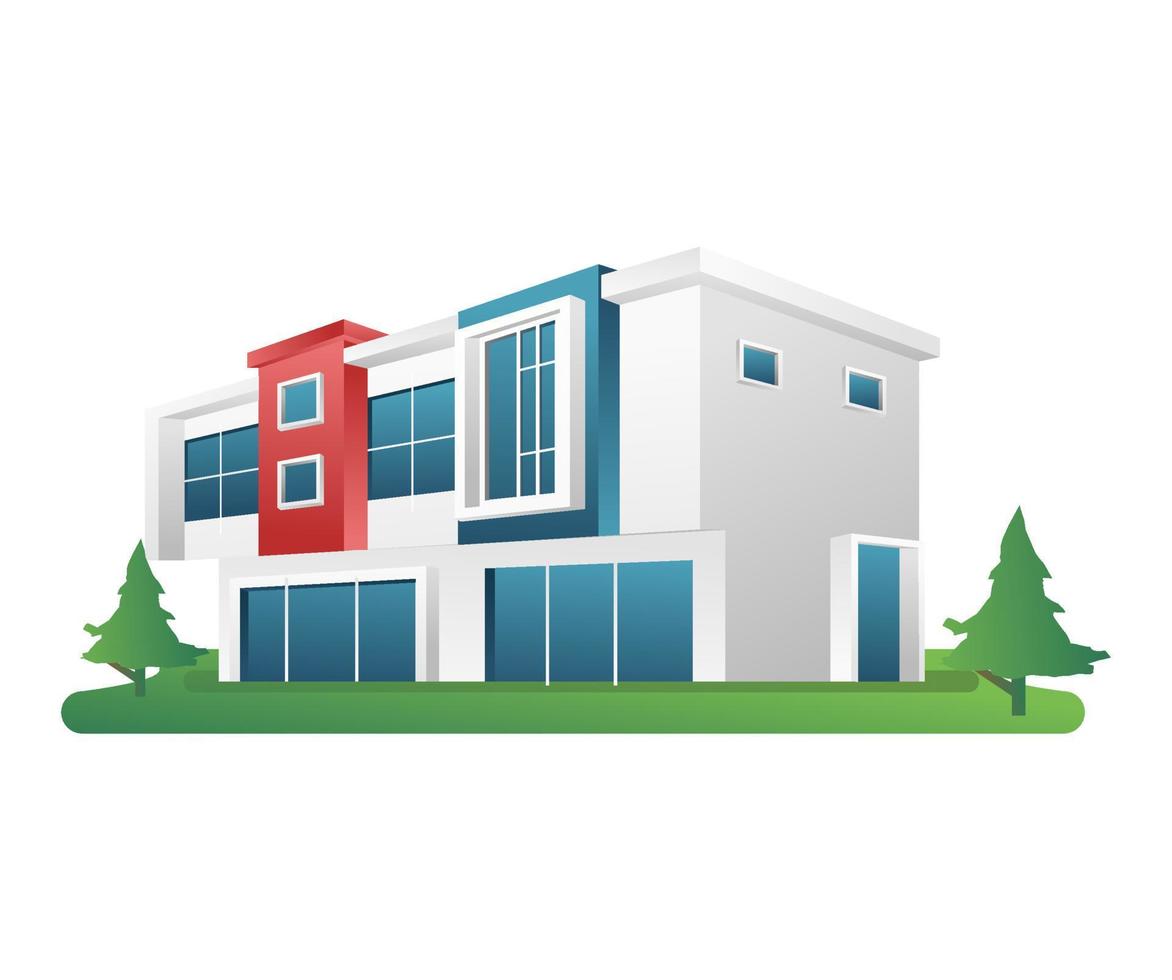 Isometric flat concept 3d illustration of two storey shophouse building vector