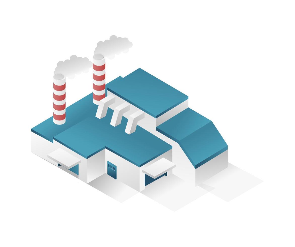 Minimalistic industrial factory isometric illustration 3d flat concept vector