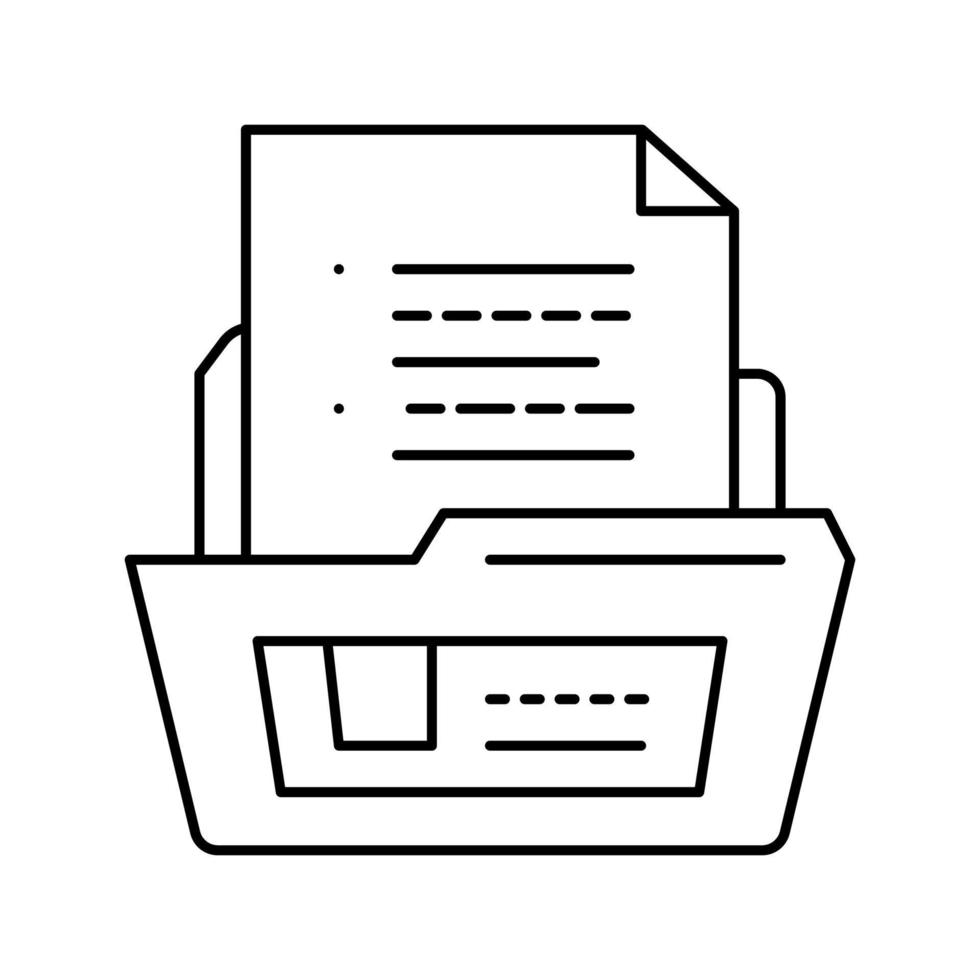ilustración de vector de icono de línea de carpeta de documento