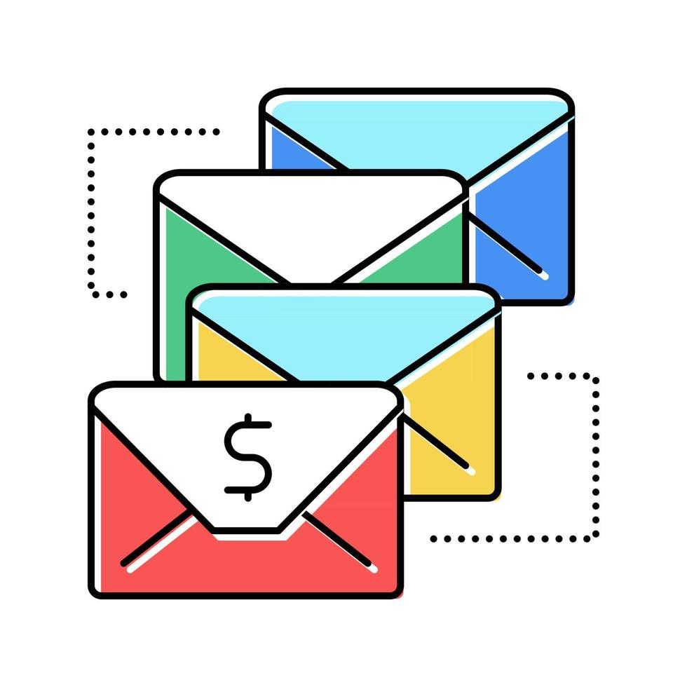 email sequence color icon vector illustration