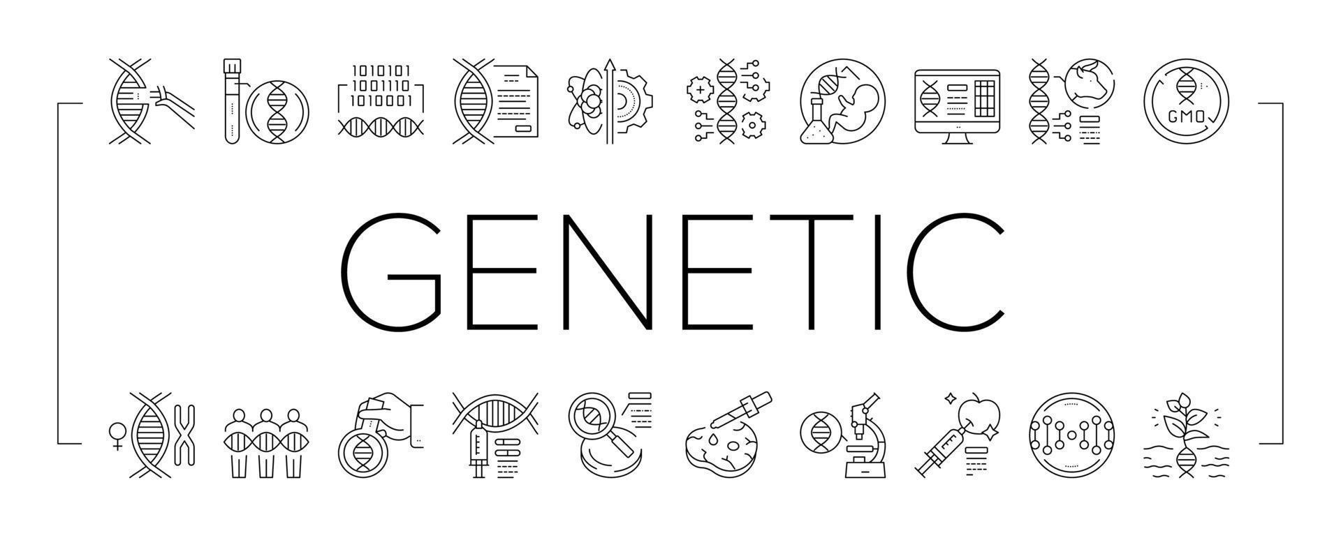 Genetic Engineering Collection Icons Set Vector Illustration