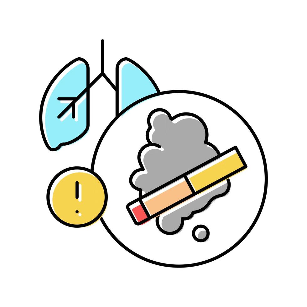 cigarette smoke lungs cancer color icon vector illustration