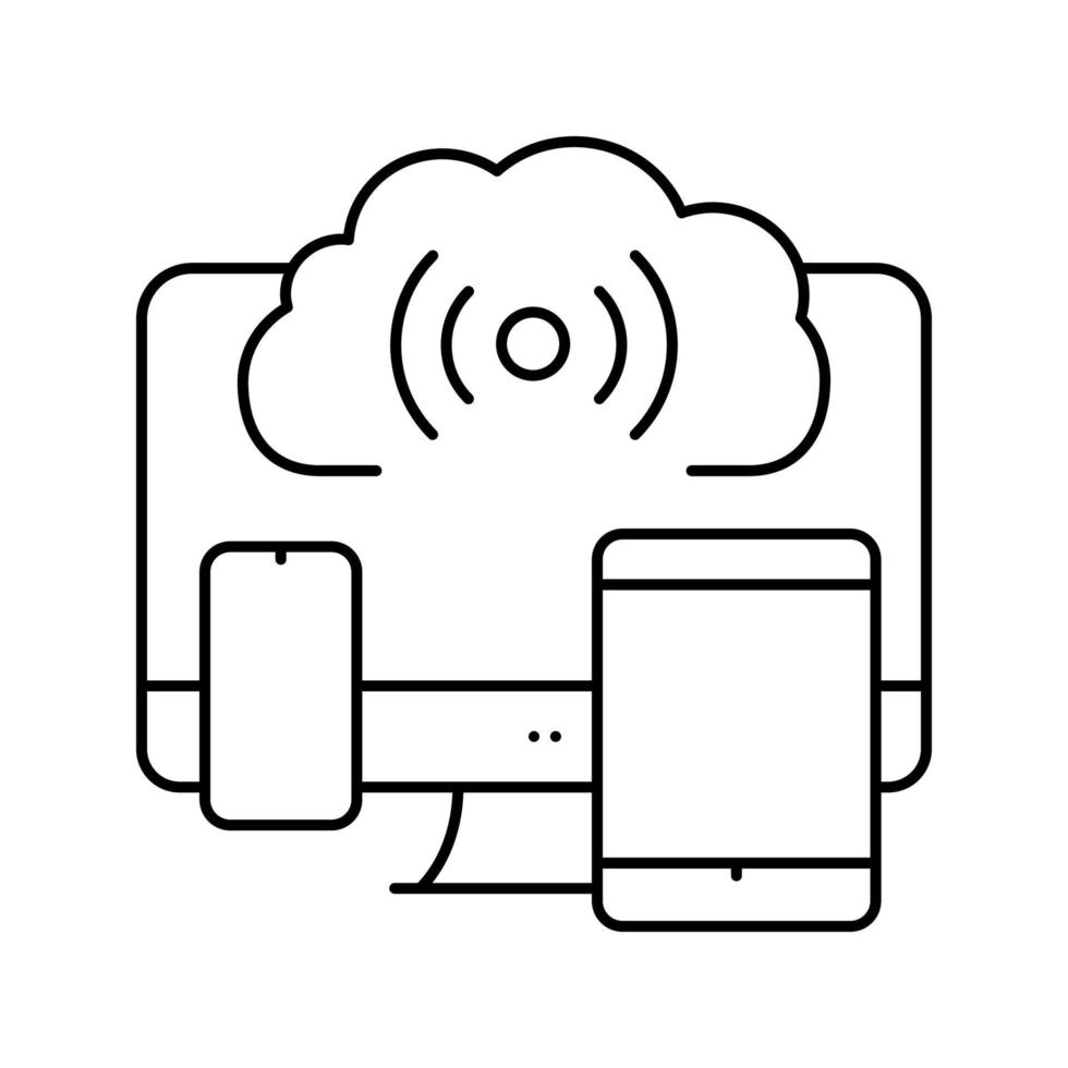 cloud storage line icon vector illustration