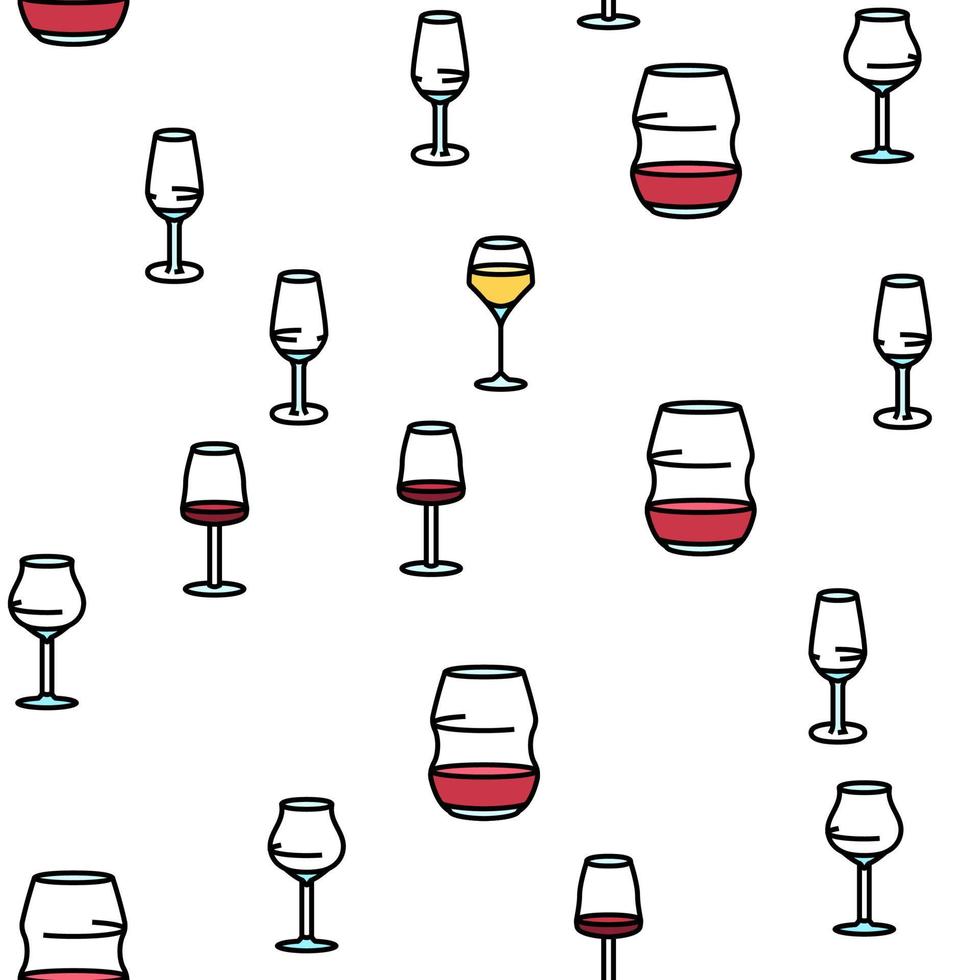 wine glass red drink alcohol vector seamless pattern