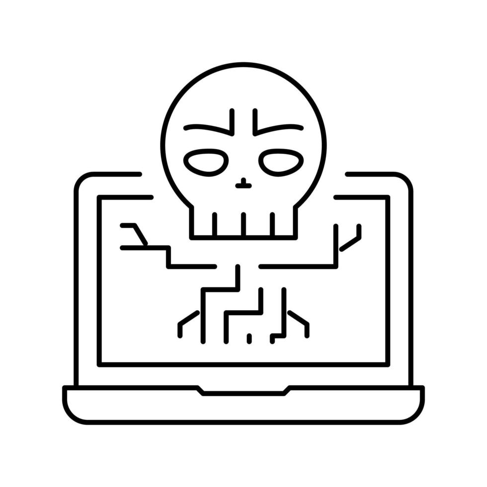 computadora muerte programa línea icono vector ilustración