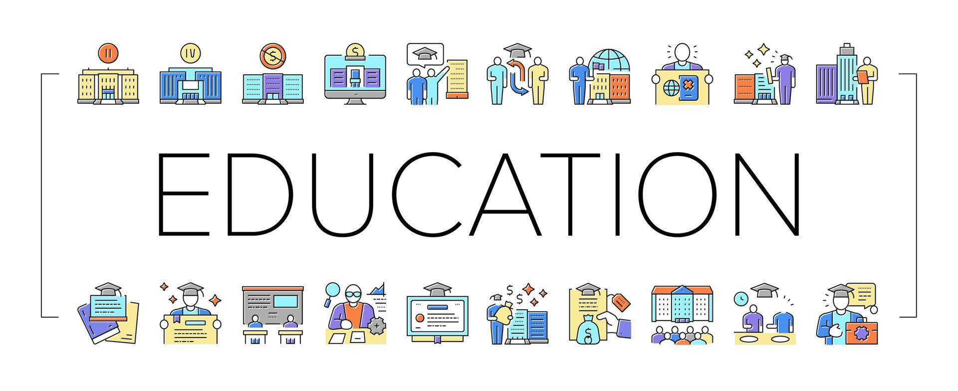 Higher Education And Graduation Icons Set Vector