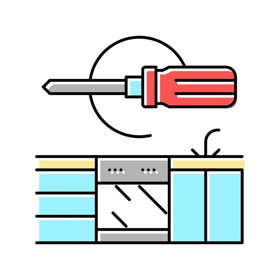 ilustración de vector de icono de color de reparación de cocina