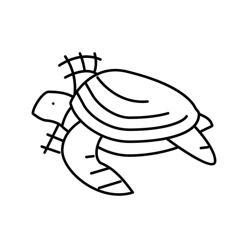 turtle in plastic net line icon vector illustration
