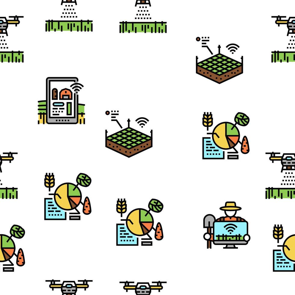 farm smart agriculture farmer vector seamless pattern