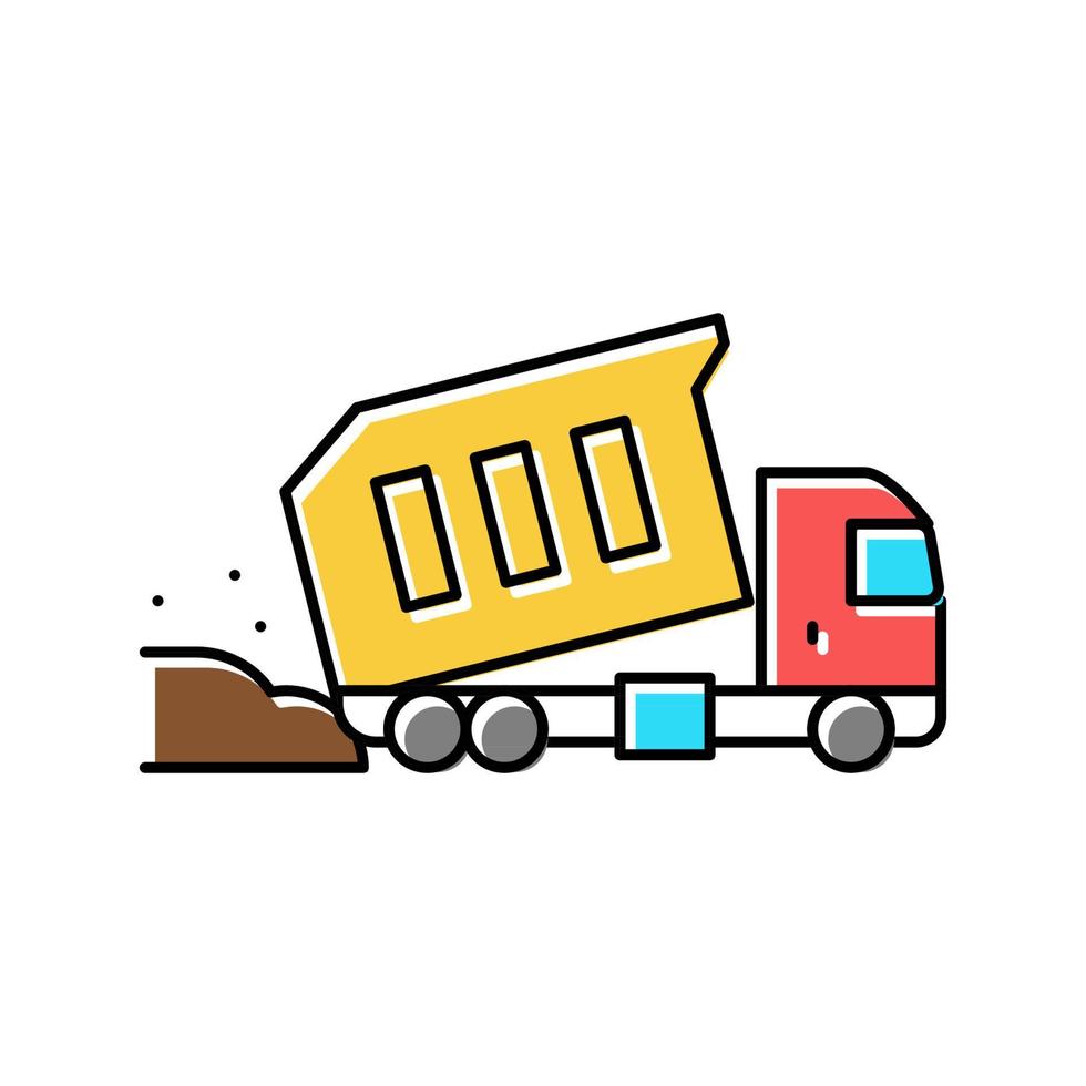 truck pouring building materials color icon vector illustration