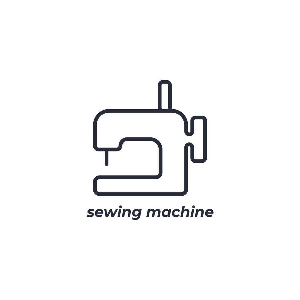 Vector sign sewing machine symbol is isolated on a white background. icon color editable.