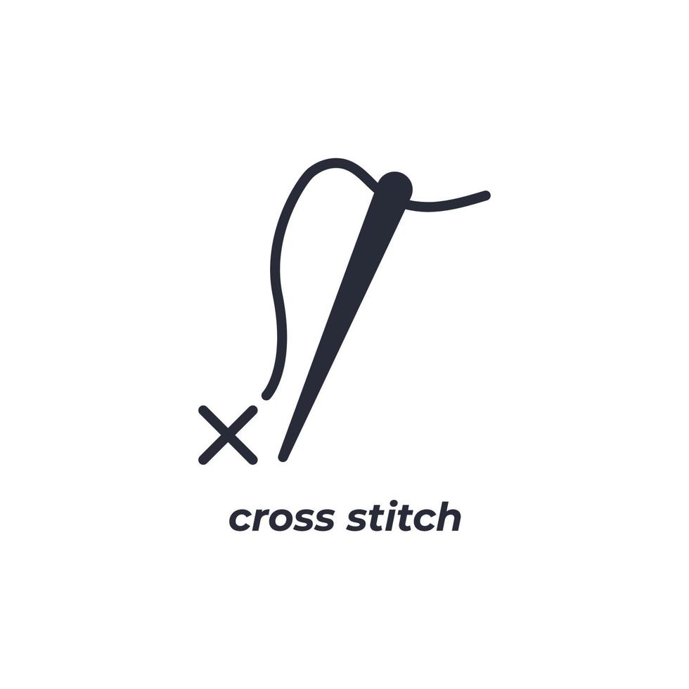 Vector sign cross stitch symbol is isolated on a white background. icon color editable.