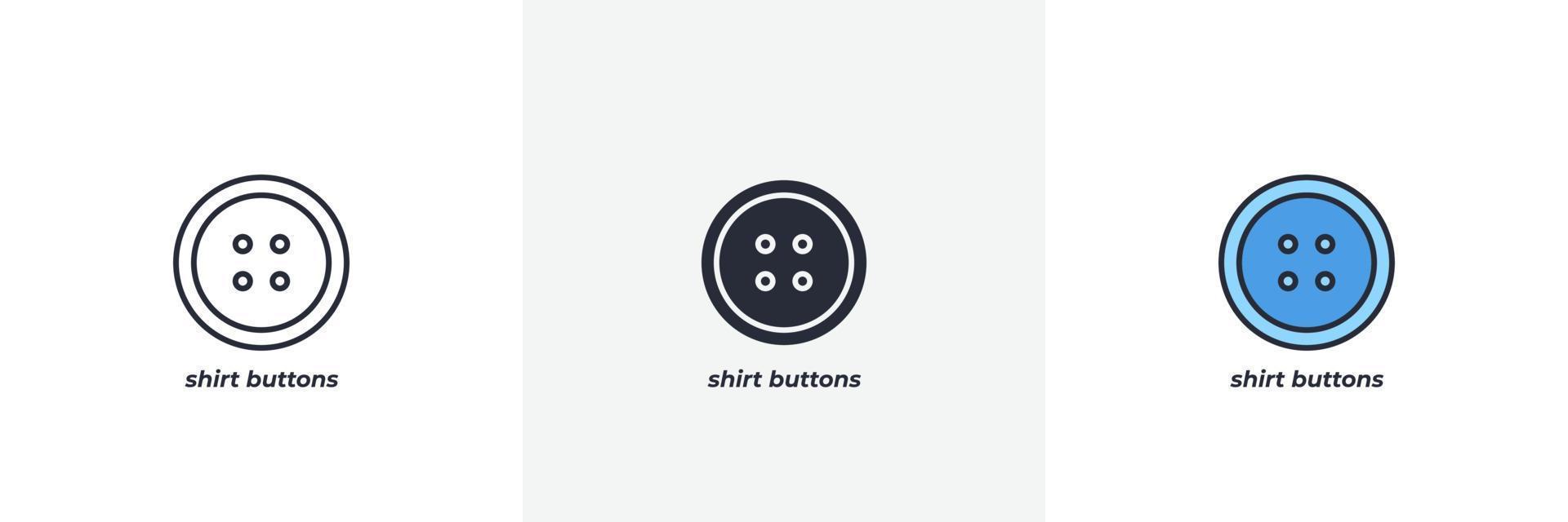 icono de botones de camisa. línea, versión en color de contorno sólido y relleno, contorno y signo de vector relleno. símbolo de idea, ilustración de logotipo. gráficos vectoriales