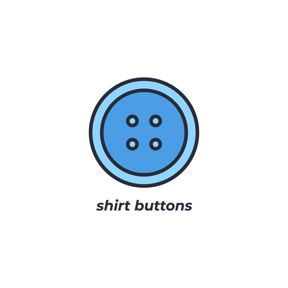 Vector sign shirt buttons symbol is isolated on a white background. icon color editable.